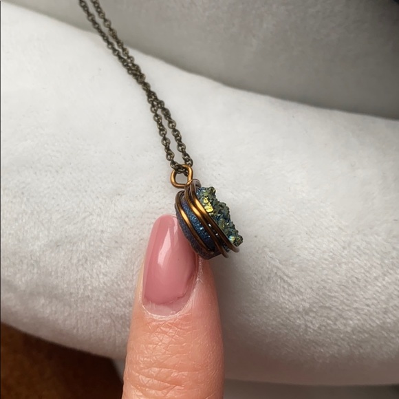 Blue/Green Druzy Necklace - Picture 3 of 3